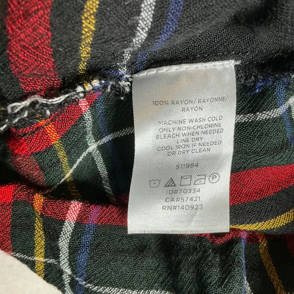 LOFT Womens Plaid Long Sleeve Button Back Casual Top‎ Size M